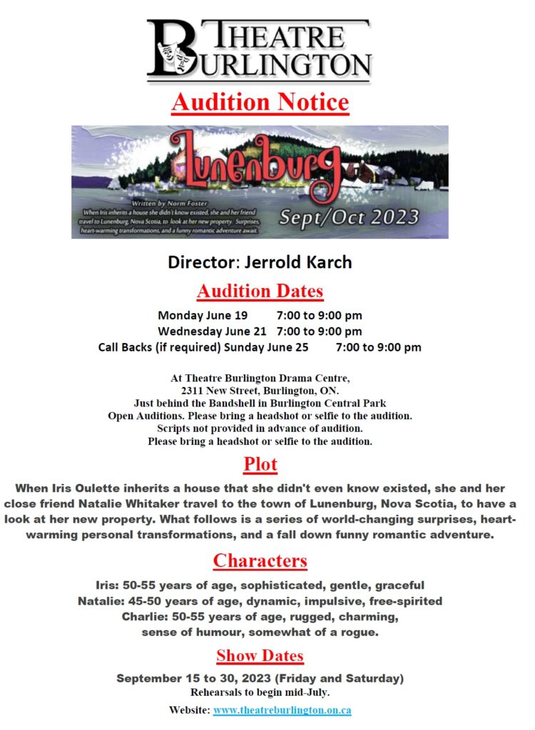 Lunenburg Audition Poster