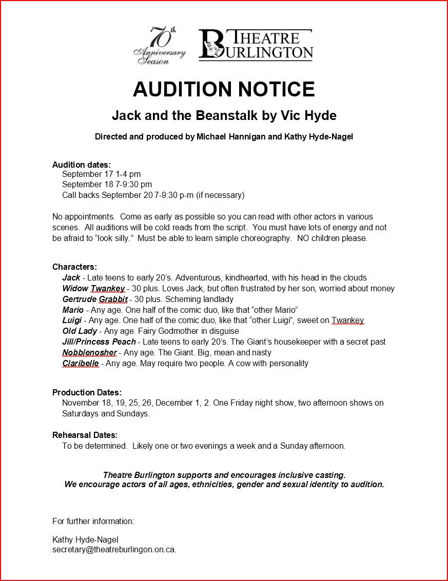 Jack And The Beanstalk Audition Notice